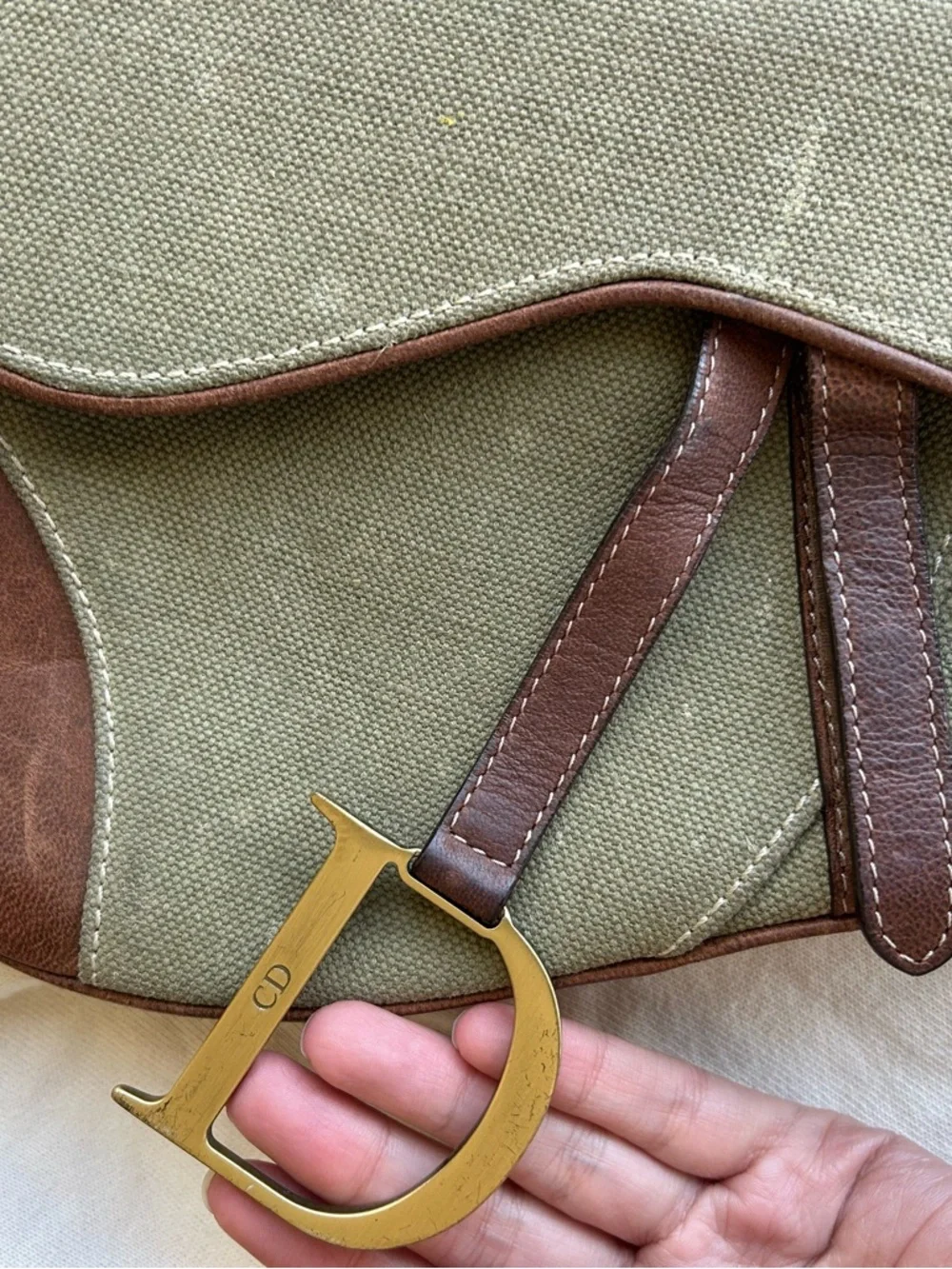 Dior Brown Leather Trim Logo-Print Interior Shoulder Bag - Picture 5 of 10